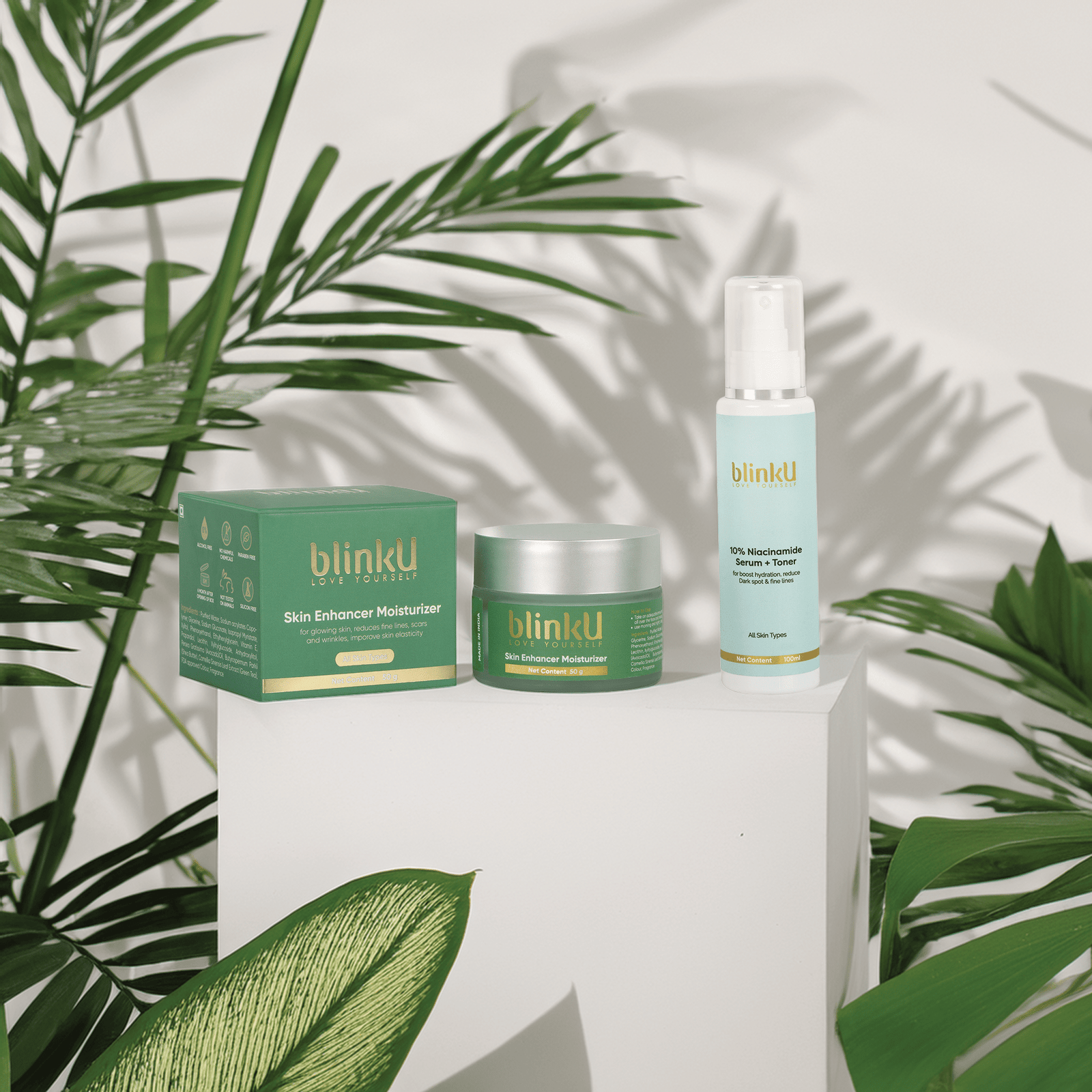 The Perfect Duo for Radiant Skin: Niacinamide Serum + Toner and Skin Enhancer Moisturizer - BLINKU