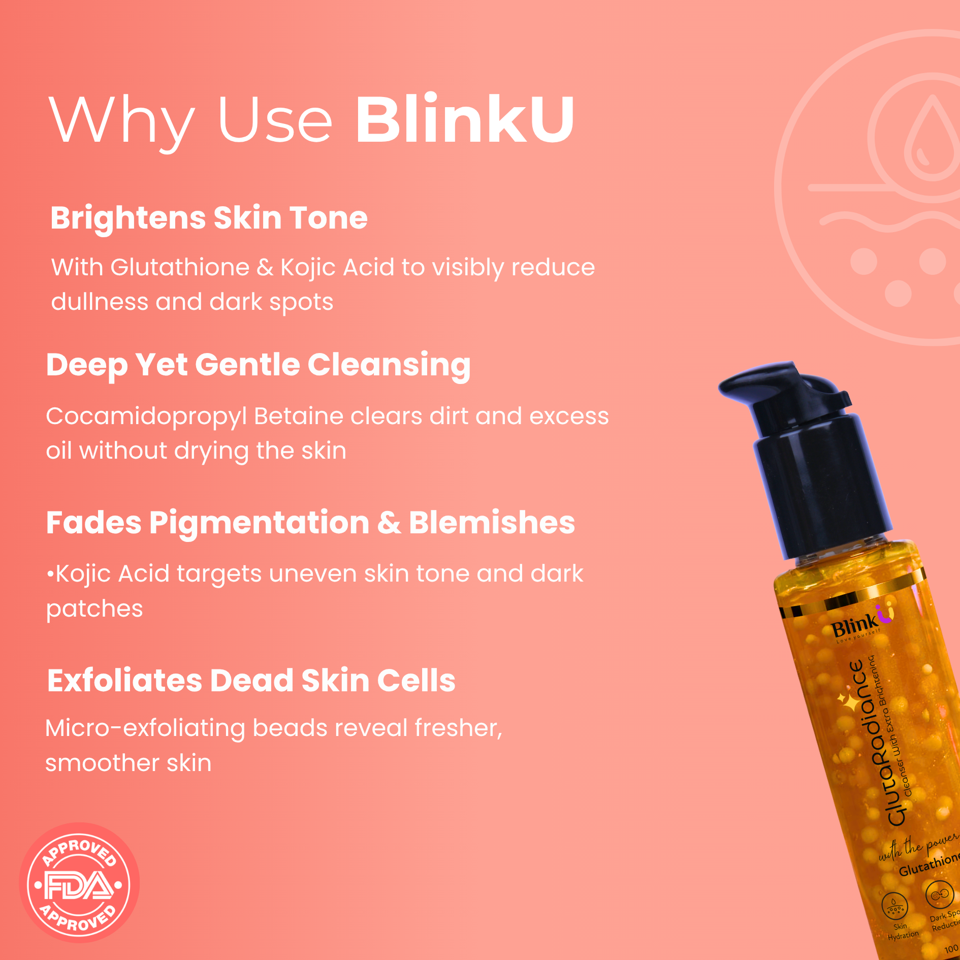 Skincare product display highlighting texture and benefits