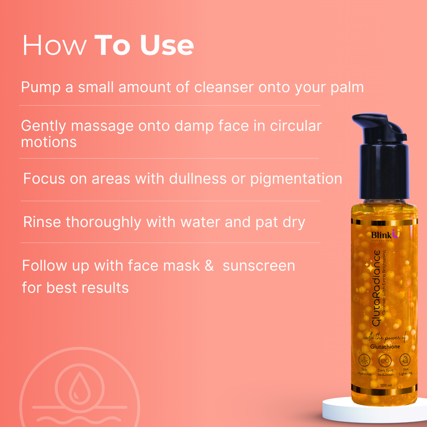 Skincare product visual showing application and results