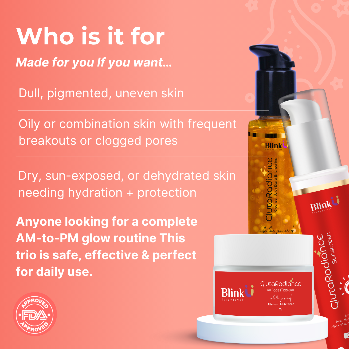 GlutaRadiance Face wash, Face mask & Sunscreen