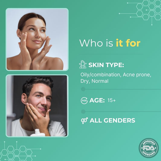 Skincare products arranged for balanced healthy skin