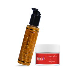 Bottle and jar of Blink GlutaRadiance skincare products on a white background