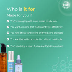 Akne Face Wash, Face Serum & Sunscreen