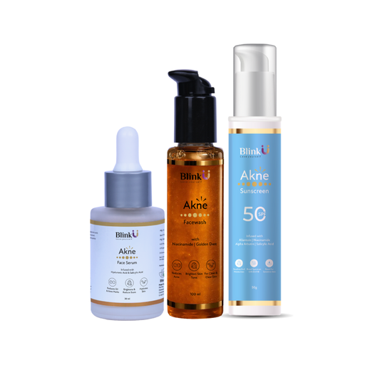 Four skincare products from the brand 'Blink U' on a white background