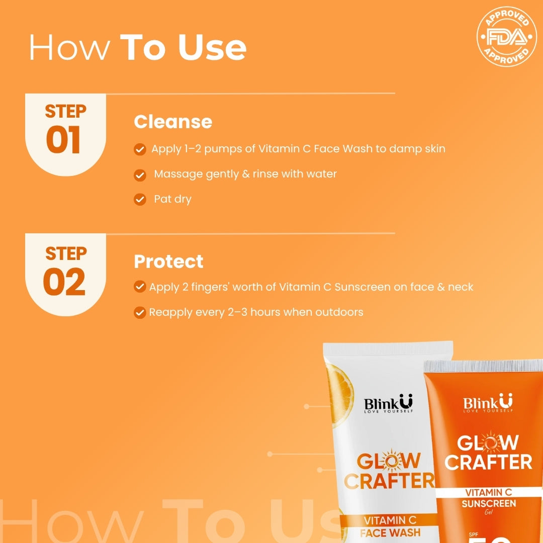 Vitamin C Face Wash + Vitamin C Sunscreen 50g
