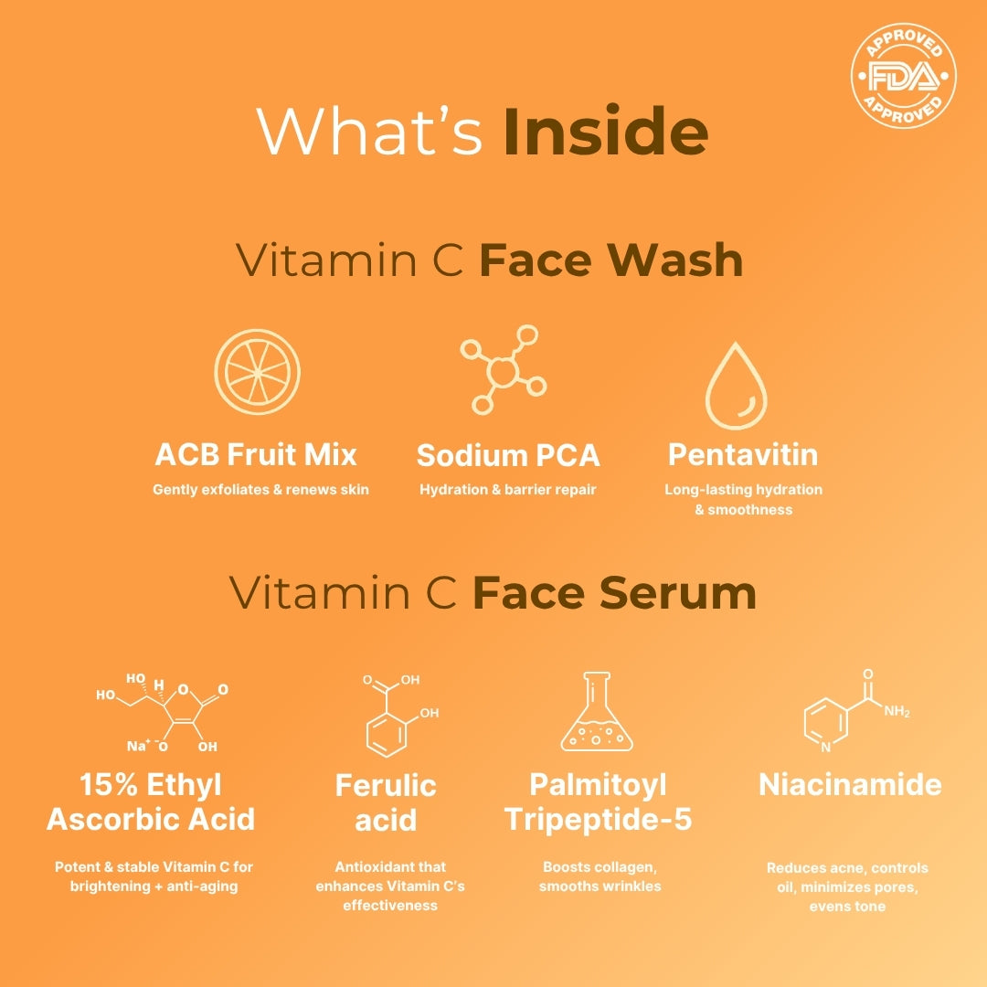 Vitamin C Face Serum 30ml + Vitamin C Face Wash