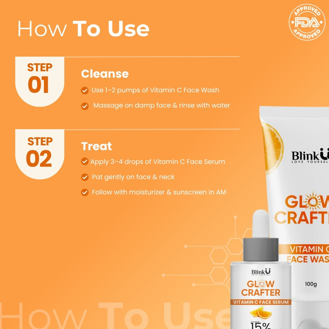 Vitamin C Face Serum 30ml + Vitamin C Face Wash