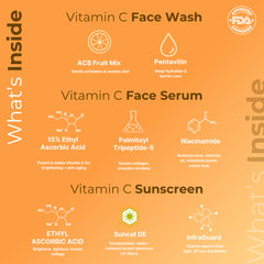 Vitamin C facewash, Face serum & Sunscreen