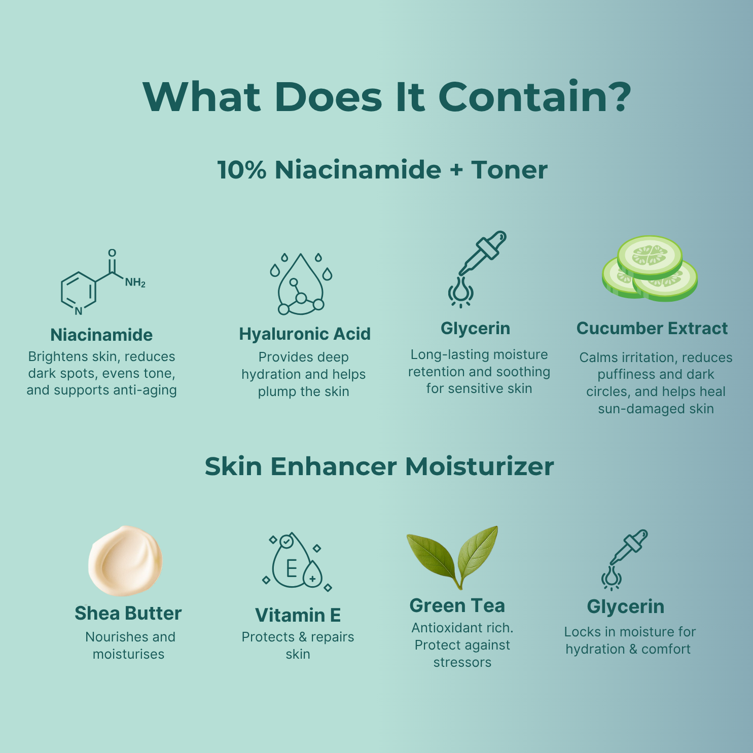 Niacinamide Serum + Toner + Skin Enchancer moistuzier
