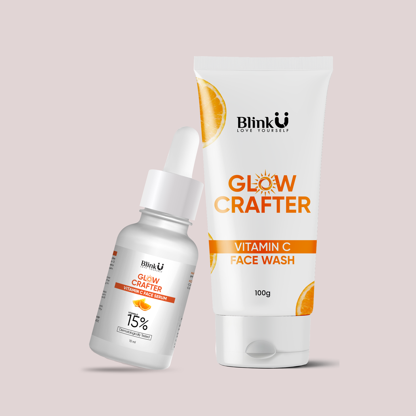 Blinku Vitamin C Serum + Face Wash Combo for Brightening & Dark Spots