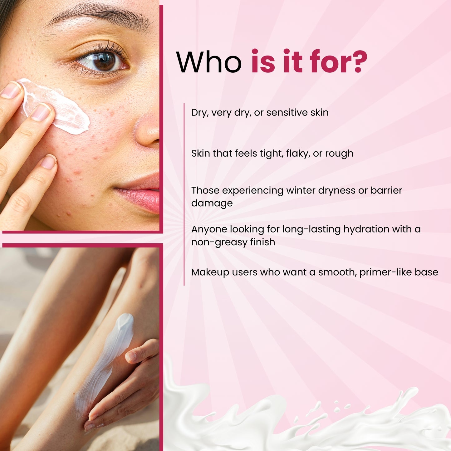 Skincare banner showcasing products for repair and nourishment