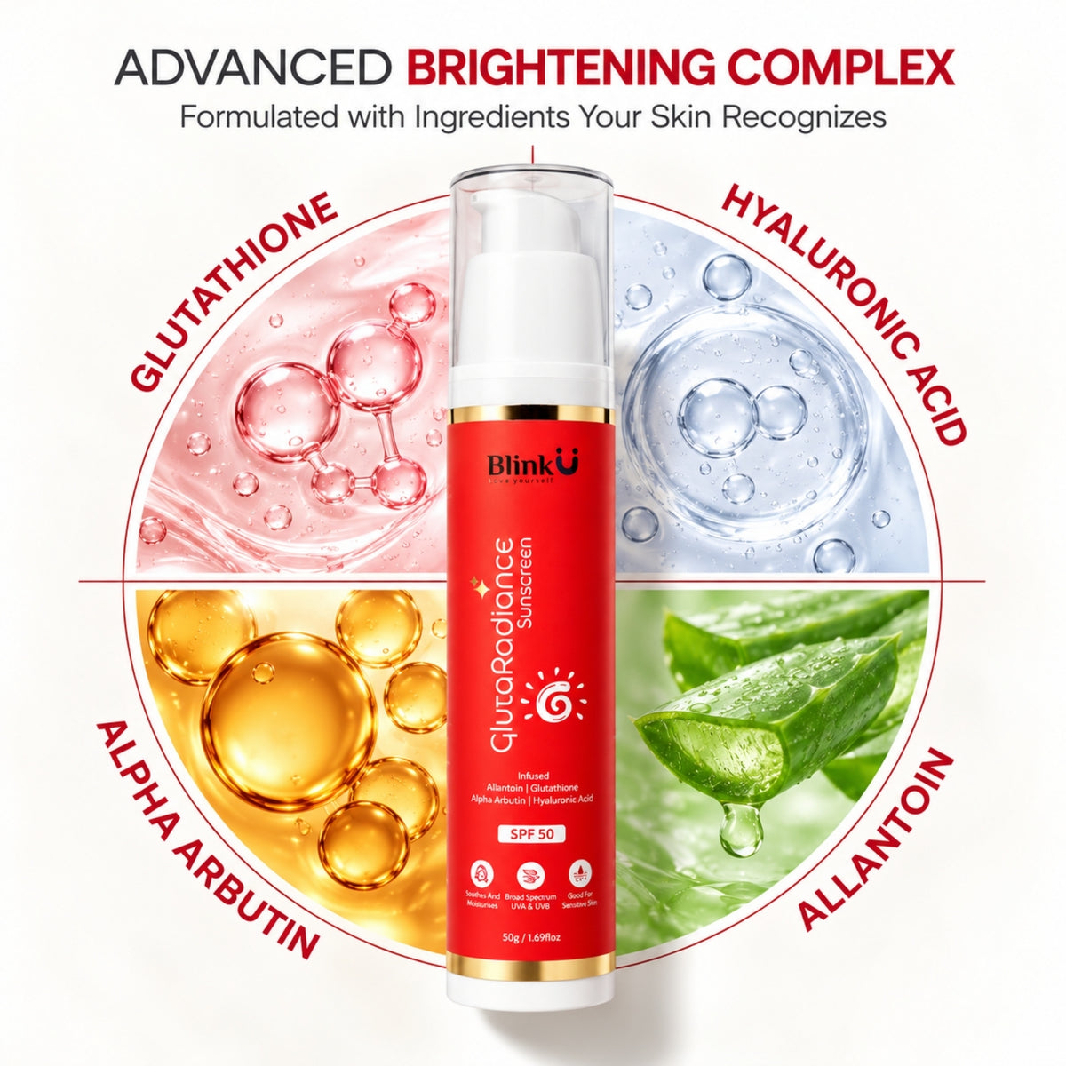 GlutaRadiance Sunscreen SPF 50 PA++++ with Glutathione & Niacinamide – 50g