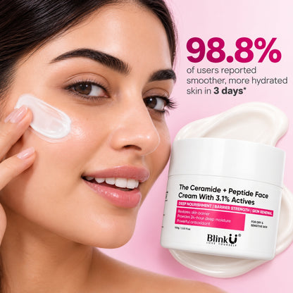 Ceramide + Peptide Face Cream with 3.1% Actives, Vitamin E + Caraplex 6T10 & Betaine – 100g
