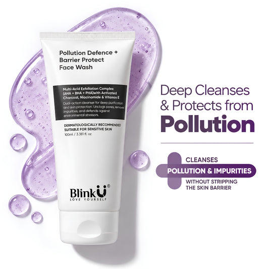 Pollution Defence + Barrier Protect Face Wash with Activated Charcoal & Niacinamide – 100ml