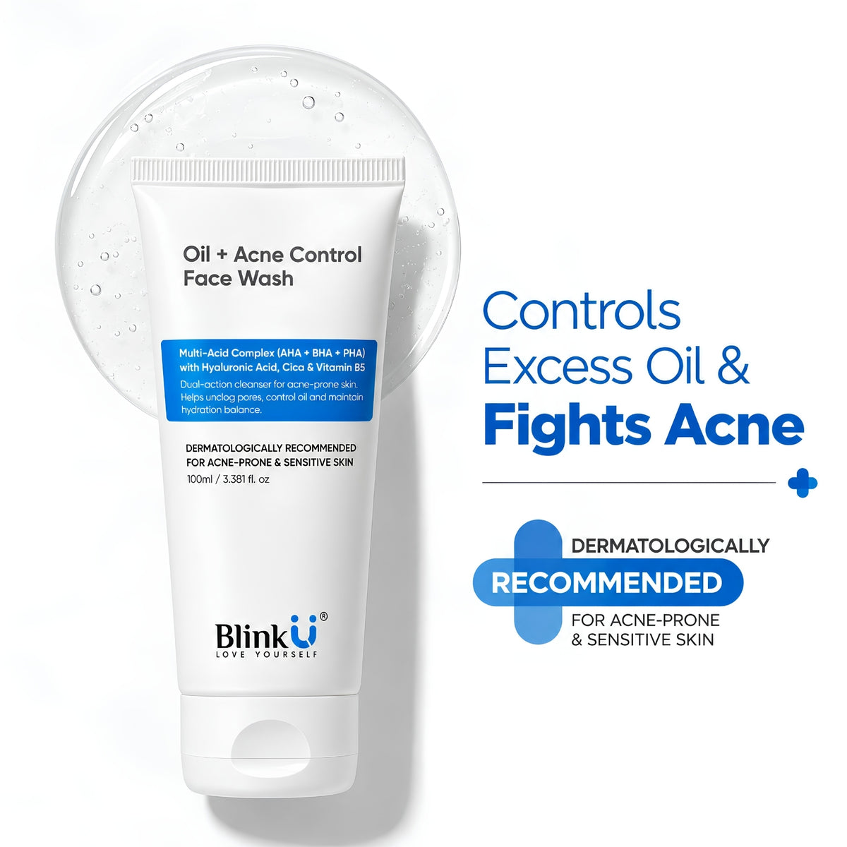 Oil + Acne Control Face Wash with Salicylic Acid & Niacinamide – 100ml
