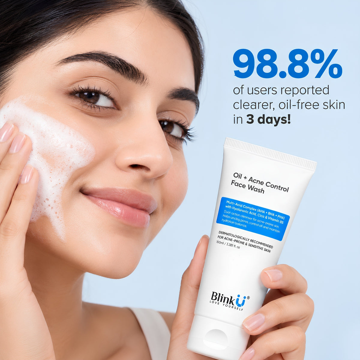 Oil + Acne Control Face Wash with Salicylic Acid & Niacinamide – 100ml