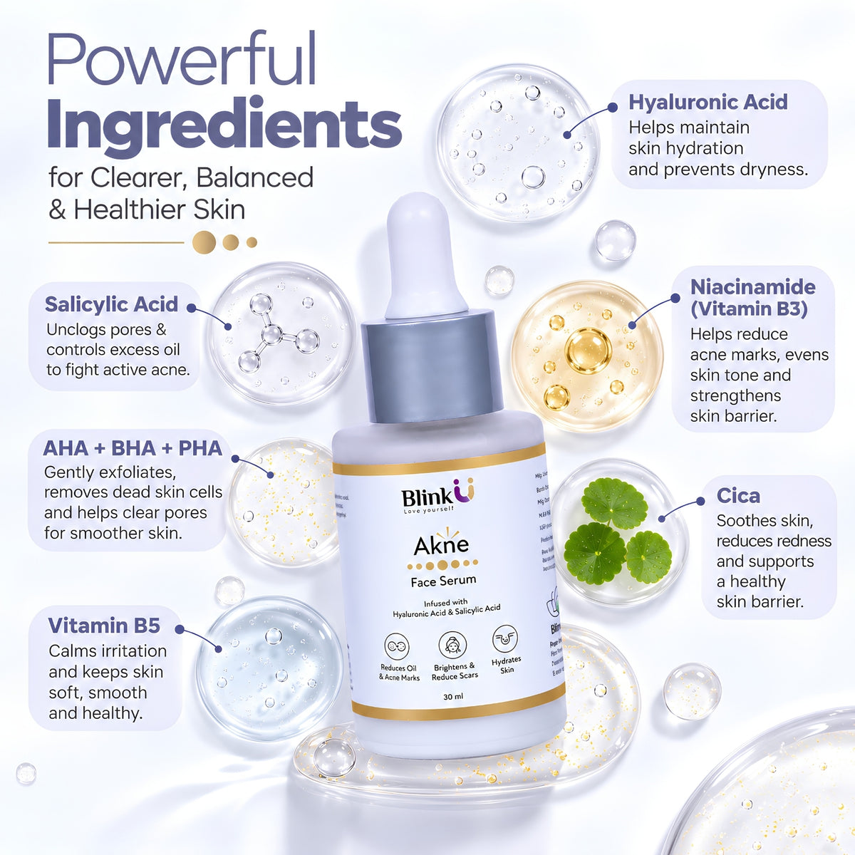 Akne Face Serum with 5% Niacinamide & Salicylic Acid – 30ml